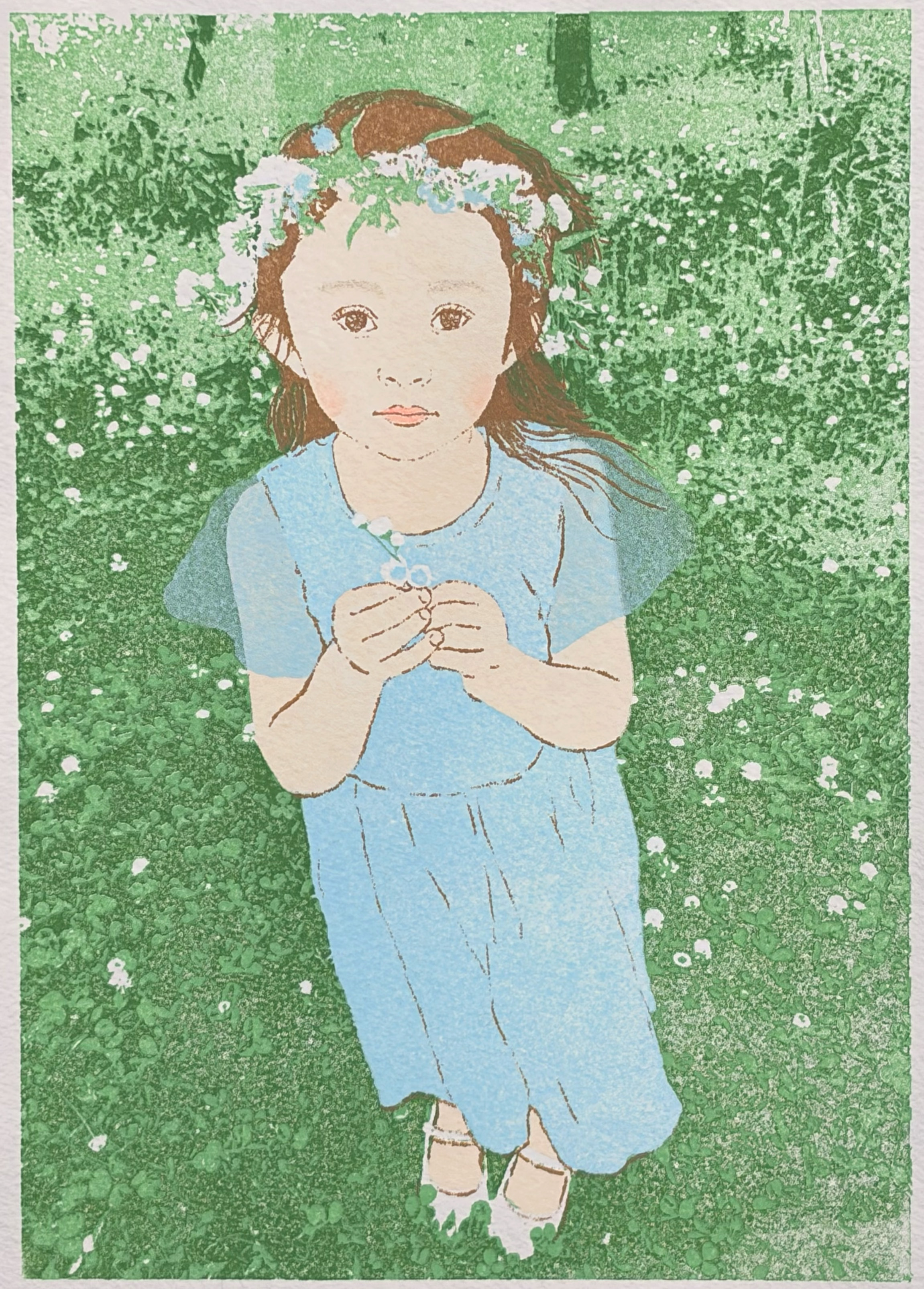 ヒル 優子 作品「クローバーの少女」- シルクスクリーン・レイヤードシリーズ